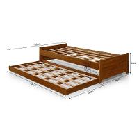 Cama Solteiro Com Auxiliar Bibox Bicama Gabrieli Com 2 Colchões Inclusos - Castanho