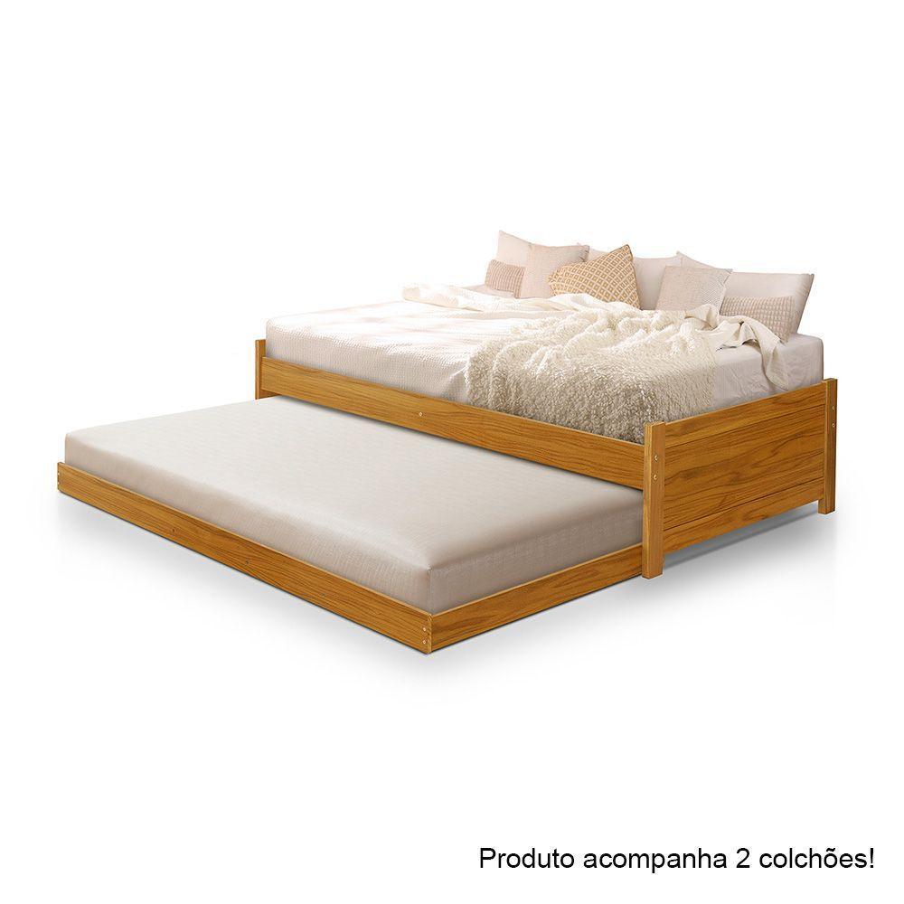 Cama Solteiro Bibox Bicama Gabrieli Com 2 Colchões Inclusos - Imbuia - 2