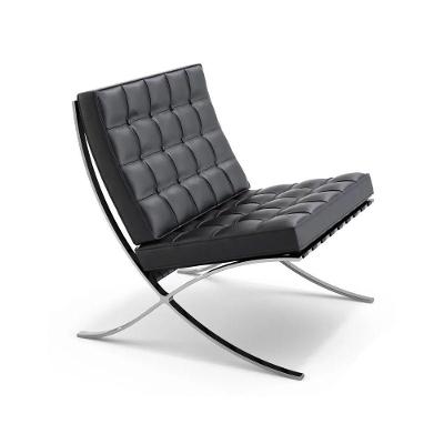 Poltrona Barcelona Com Puff Couro Ecológico Inox Preto
