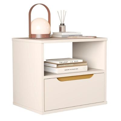 Mesa De Cabeceira Suspensa Jatobá Quarto Com 1 Gaveta Off White