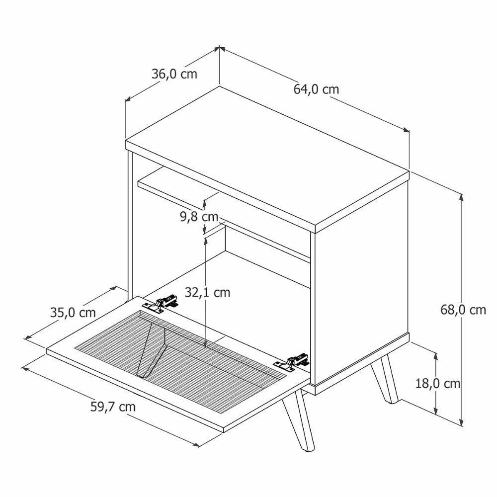 Mesa De Cabeceira Camu-camu New 1 Porta E Pés Madeira Maciça Nature Off White - 3