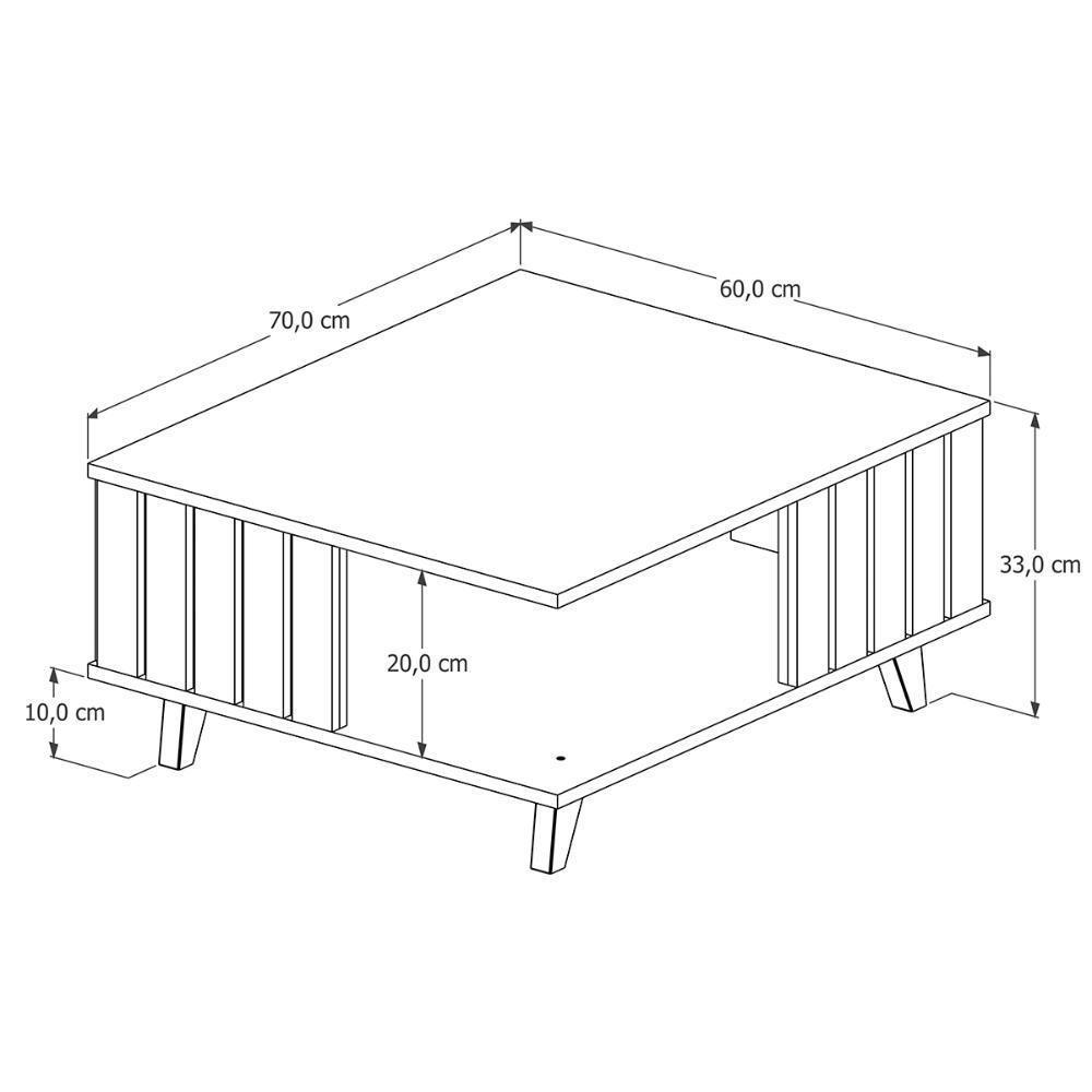 Mesa De Centro Açai Sala Com Pés De Madeira Maciça Nature - 3