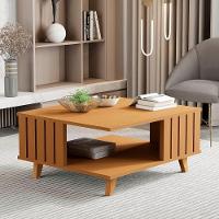 Mesa De Centro Açai Sala Com Pés De Madeira Maciça Nature - 2