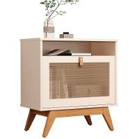 Mesa De Cabeceira Camu-camu New 1 Porta E Pés Madeira Maciça Off White - 1