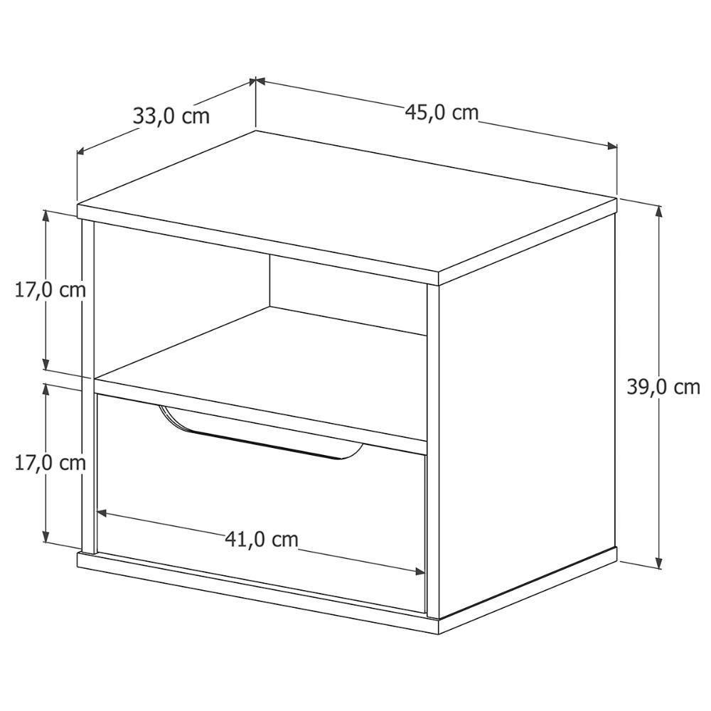 Kit 2 Mesa De Cabeceira Suspensa Jatobá Quarto Com 1 Gaveta Off White - 3