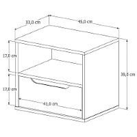 Kit 2 Mesa De Cabeceira Suspensa Jatobá Quarto Com 1 Gaveta Off White - 3