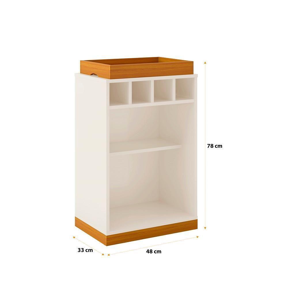 Adega Bar Retrô 4 Garrafas Com Bandeja E Prateleira Monaco - Off White E Cedro - 2