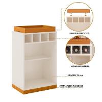 Adega Bar Retrô 4 Garrafas Com Bandeja E Prateleira Monaco - Off White E Cedro - 7