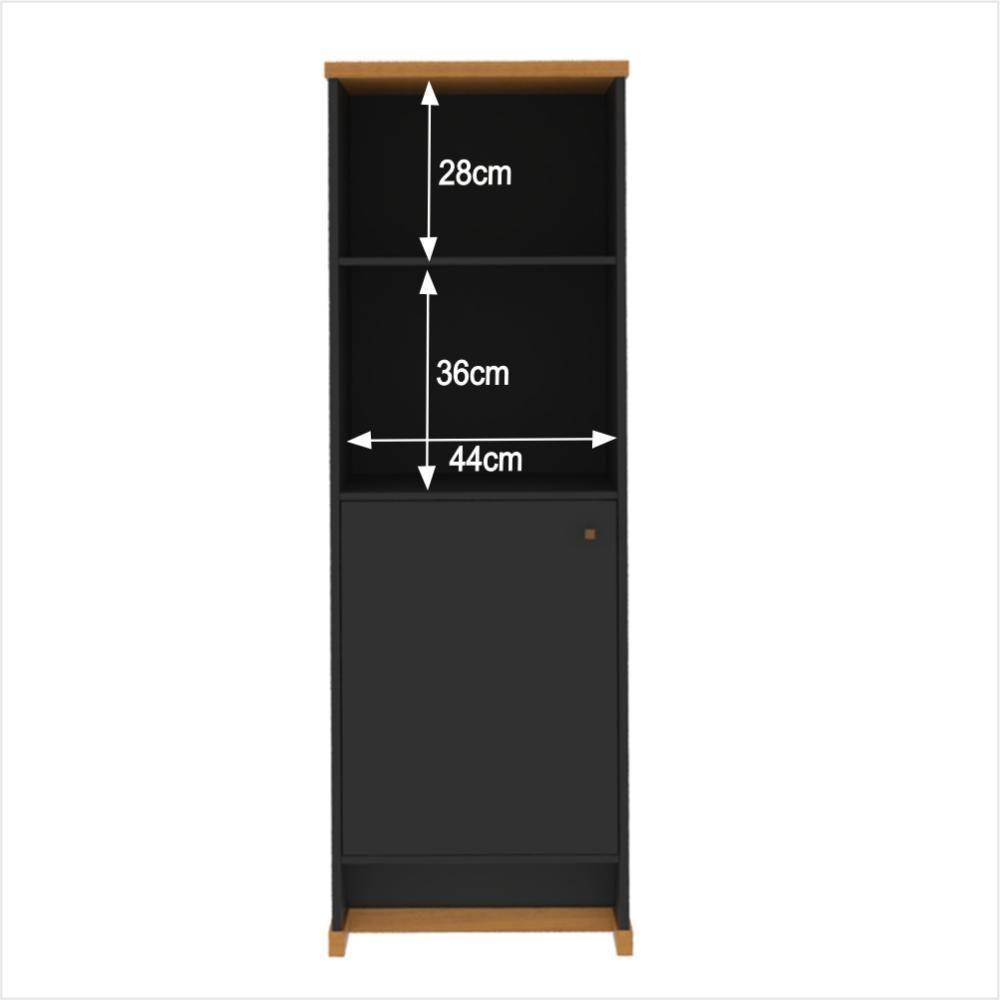 Armário Escritório Com Prateleira E 1 Porta 143cm Verbena - Preto E Naturale - 7