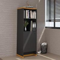 Armário Escritório Com Prateleira E 1 Porta 143cm Verbena - Preto E Naturale - 1