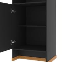 Armário Escritório Com Prateleira E 1 Porta 143cm Verbena - Preto E Naturale - 3