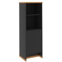 Armário Escritório Com Prateleira E 1 Porta 143cm Verbena - Preto E Naturale - 6