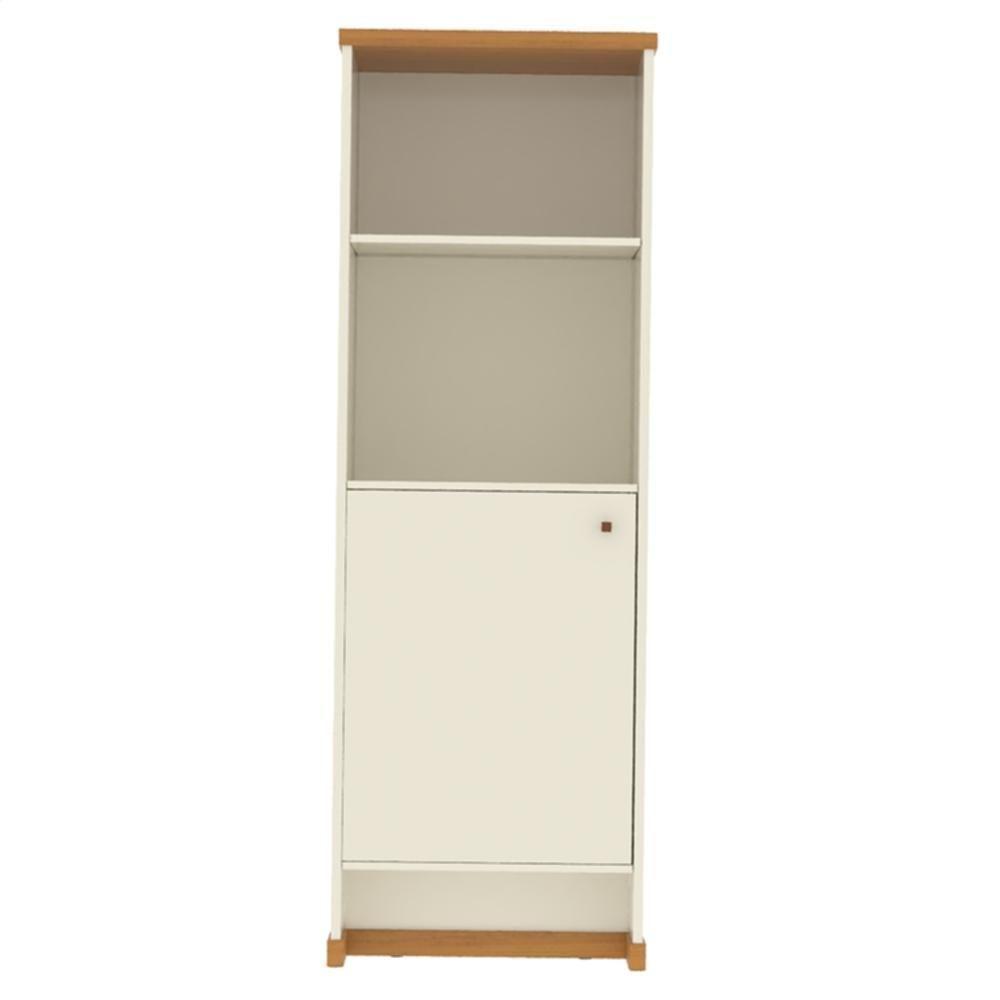 Armário Escritório Com Prateleira E 1 Porta 143cm Verbena - Off White E Naturale - 5