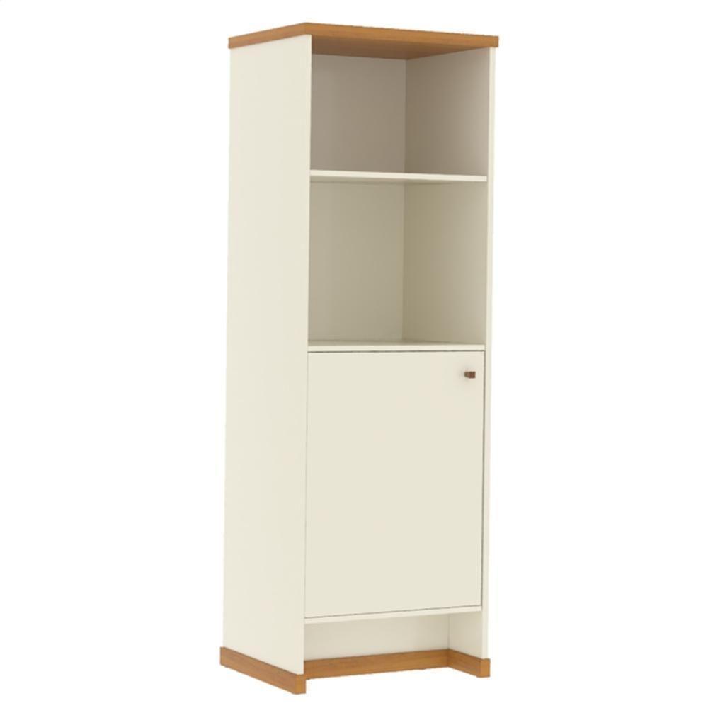 Armário Escritório Com Prateleira E 1 Porta 143cm Verbena - Off White E Naturale - 6