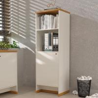 Armário Escritório Com Prateleira E 1 Porta 143cm Verbena - Off White E Naturale - 1