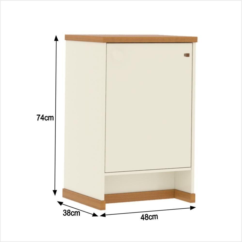 Balcão Baixo Com Porta E Prateleira Para Escritório Verbena - Off White E Naturale - 2