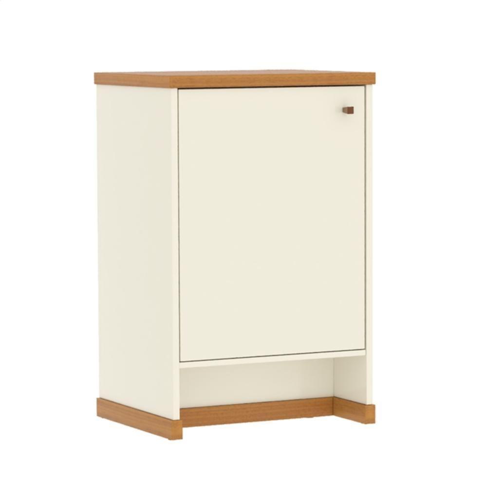 Balcão Baixo Com Porta E Prateleira Para Escritório Verbena - Off White E Naturale - 5