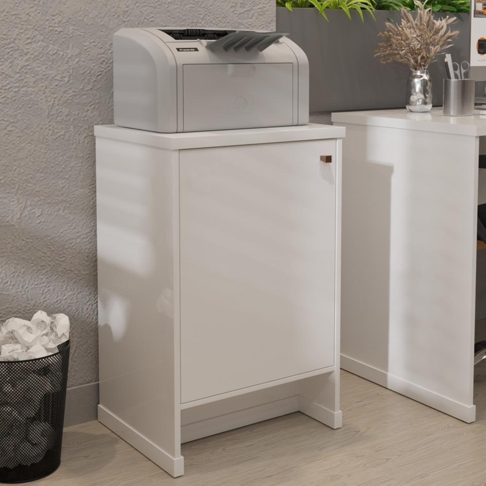 Balcão Baixo Com Porta E Prateleira Para Escritório Verbena - Branco - 1