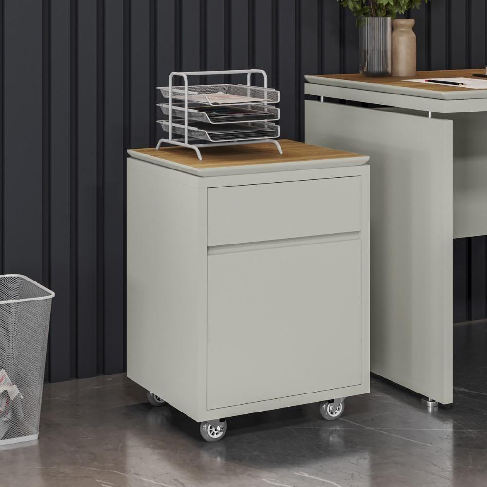 Gaveteiro Multiuso Com 2 Gavetas Para Escritório Tundra - Fendi E Freijó Fendi E Freijó - 1