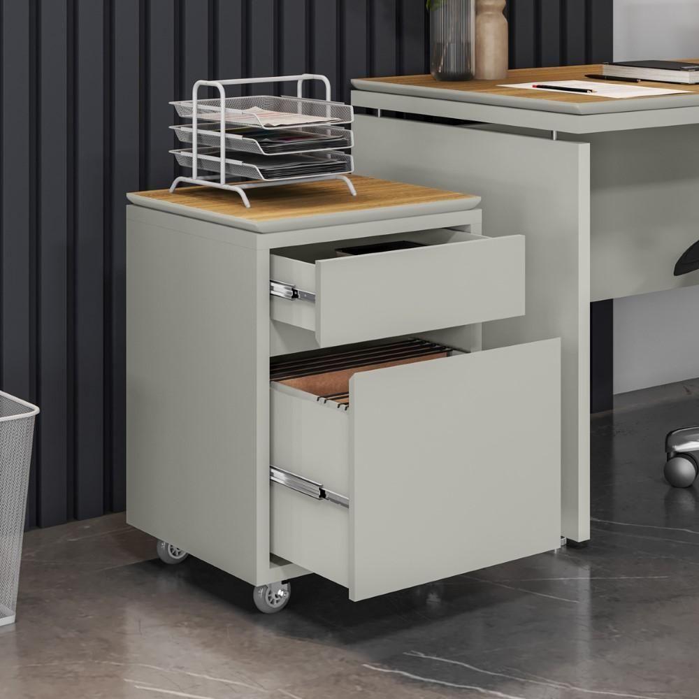 Gaveteiro Multiuso Com 2 Gavetas Para Escritório Tundra - Fendi E Freijó Fendi E Freijó - 7