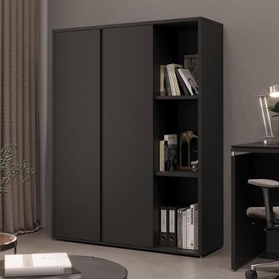 Estante Livreiro Alta Com 9 Prateleiras E 2 Portas Tundra - Preto