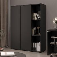 Estante Livreiro Alta Com 9 Prateleiras E 2 Portas Tundra - Preto - 1