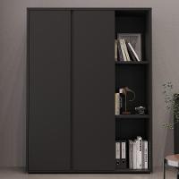 Estante Livreiro Alta Com 9 Prateleiras E 2 Portas Tundra - Preto - 9