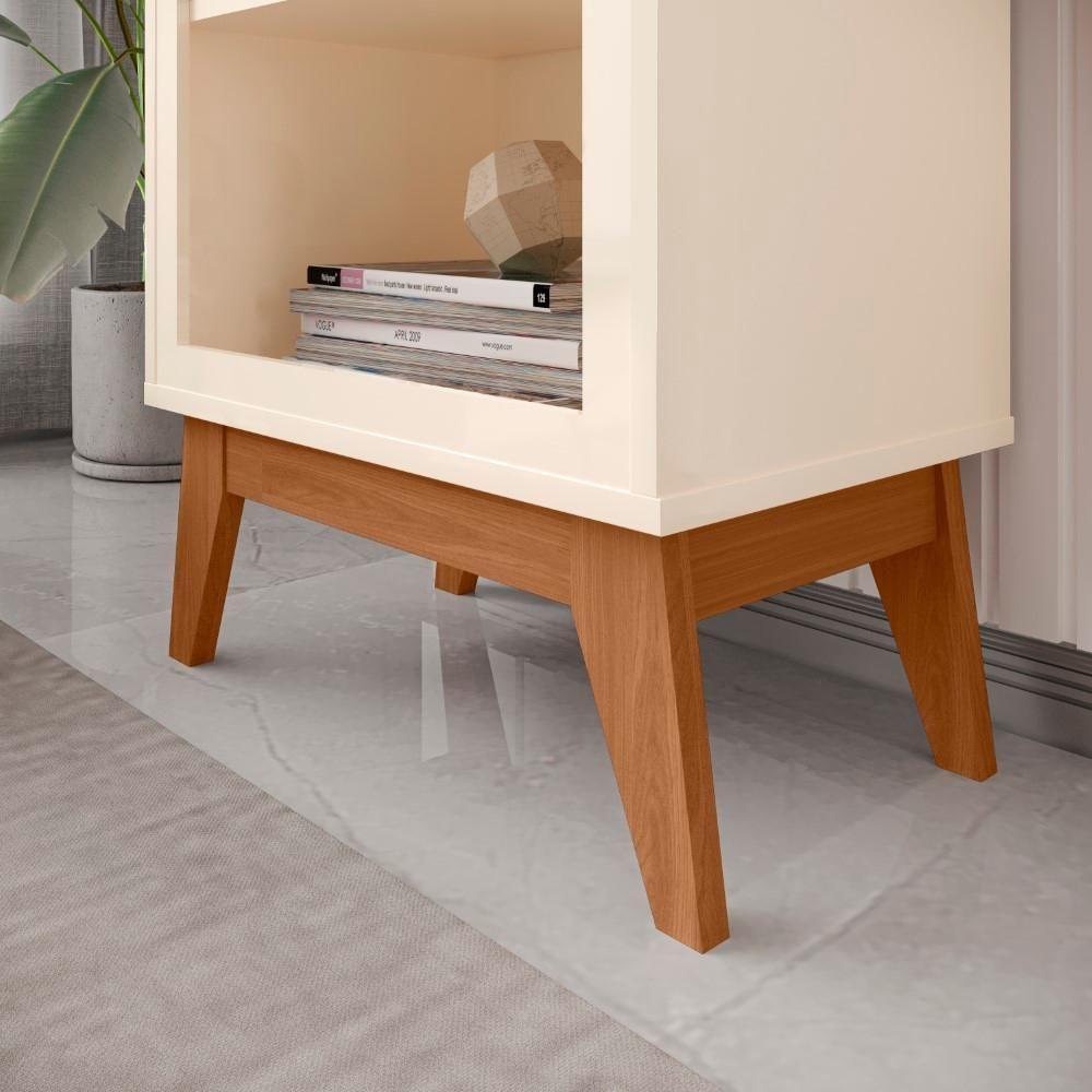 Estante Livreiro Retrô Alta Com 5 Prateleiras 173 Cm Eiffel - Off White E Cedro - 3