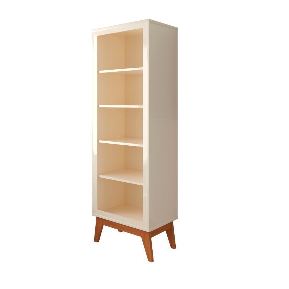 Estante Livreiro Retrô Alta Com 5 Prateleiras 173 Cm Eiffel - Off White E Cedro - 4