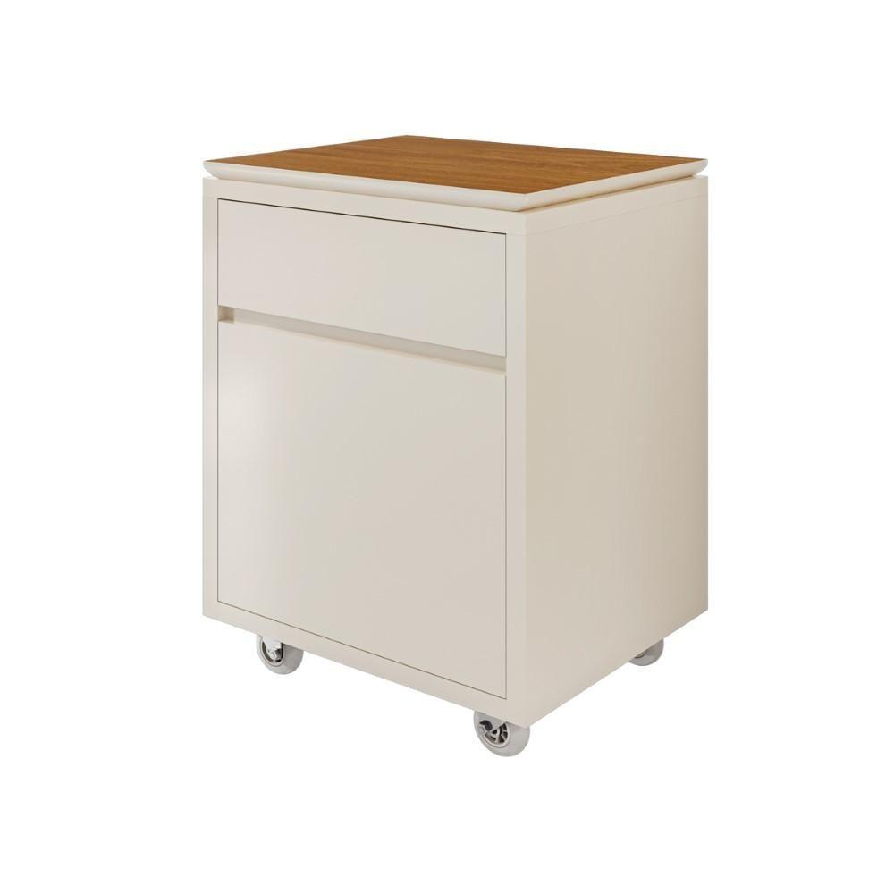 Gaveteiro Multiuso Com 2 Gavetas Para Escritório Tundra - Off White E Cedro - 4