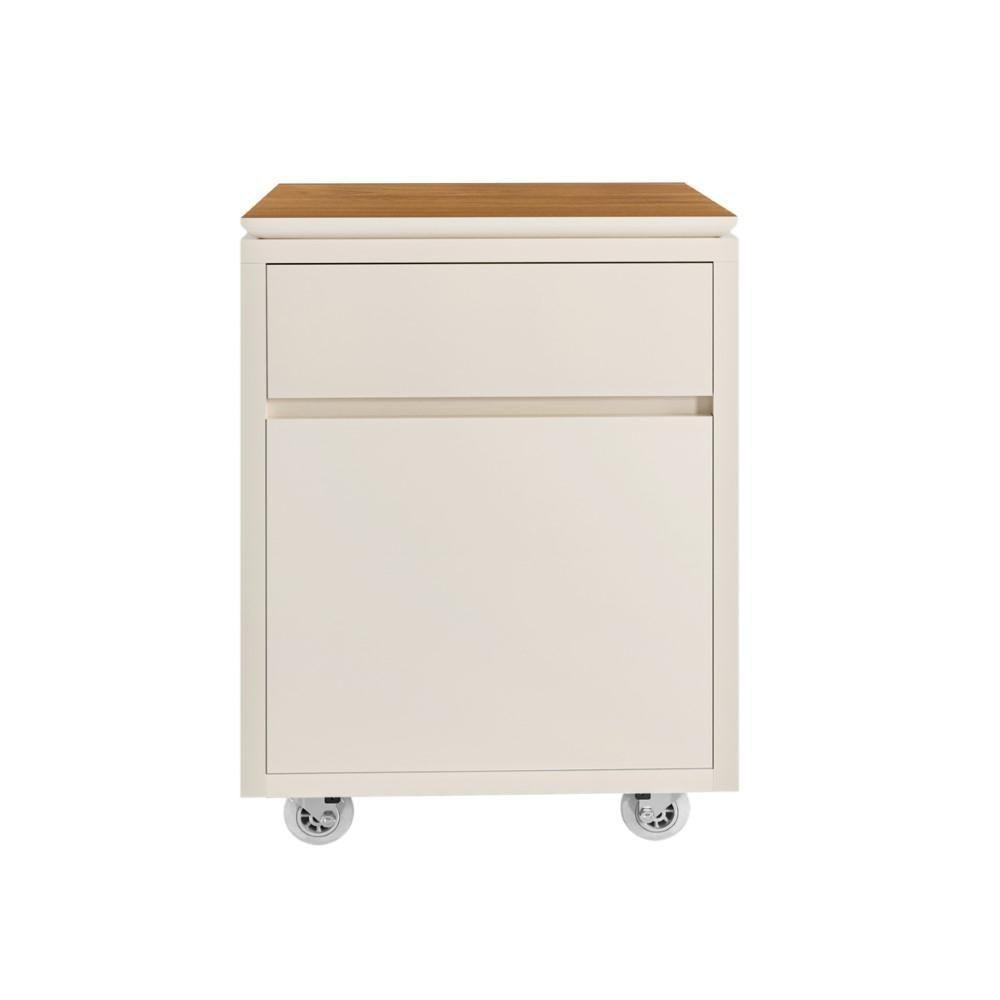 Gaveteiro Multiuso Com 2 Gavetas Para Escritório Tundra - Off White E Cedro - 5