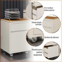 Gaveteiro Multiuso Com 2 Gavetas Para Escritório Tundra - Off White E Cedro - 8