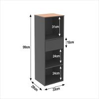 Armário Para Escritório Com 1 Gaveta E 3 Nichos 99cm Tech - Preto E Cedro - 2