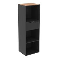 Armário Para Escritório Com 1 Gaveta E 3 Nichos 99cm Tech - Preto E Cedro - 7