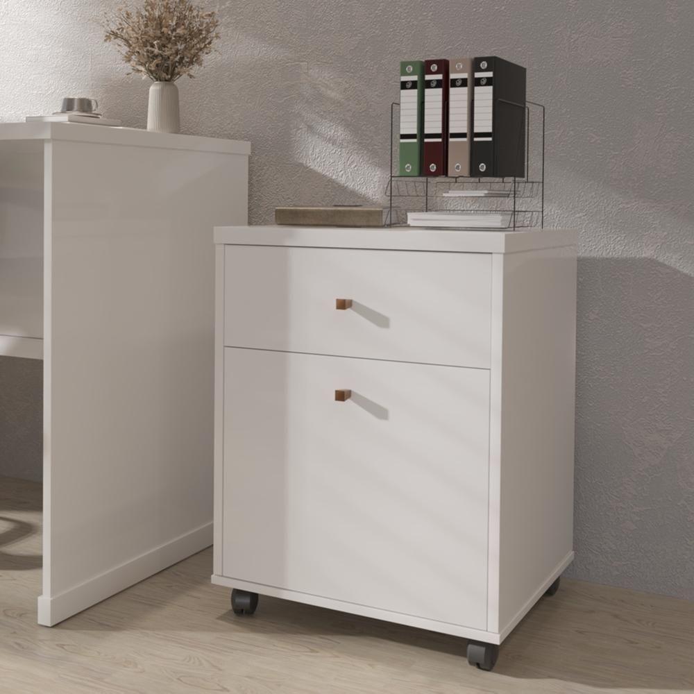 Gaveteiro Multiuso Com 2 Gavetas Para Escritório Verbena - Branco - 1