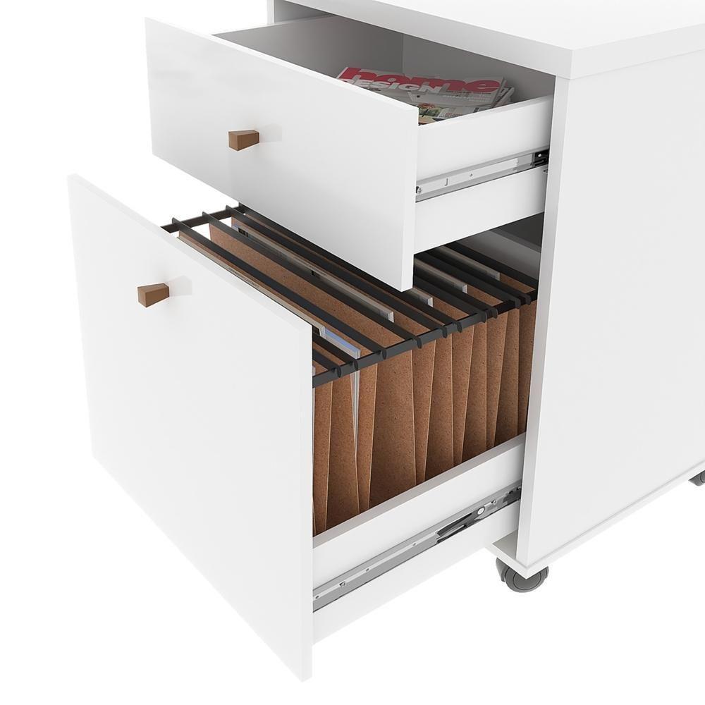 Gaveteiro Multiuso Com 2 Gavetas Para Escritório Verbena - Branco - 5