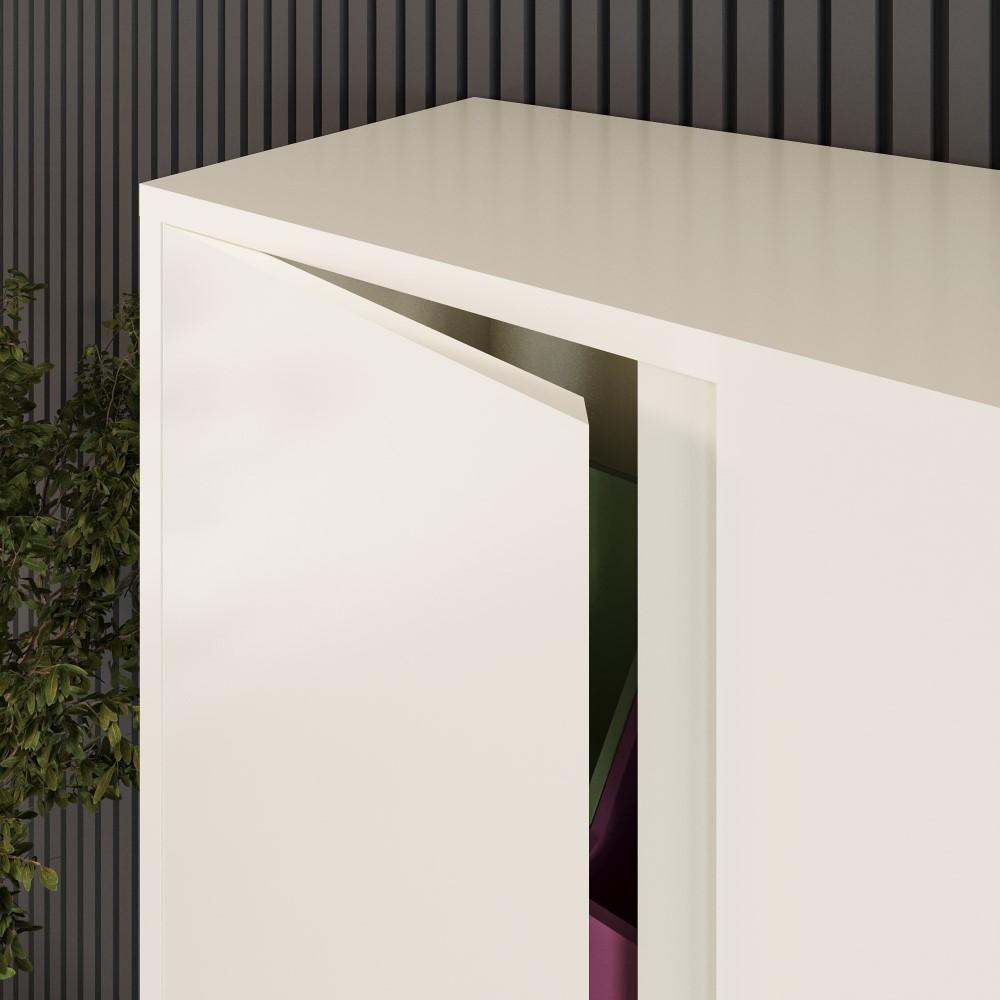 Estante Livreiro Alta Com 9 Prateleiras E 2 Portas Tundra - Off White E Cedro - 3