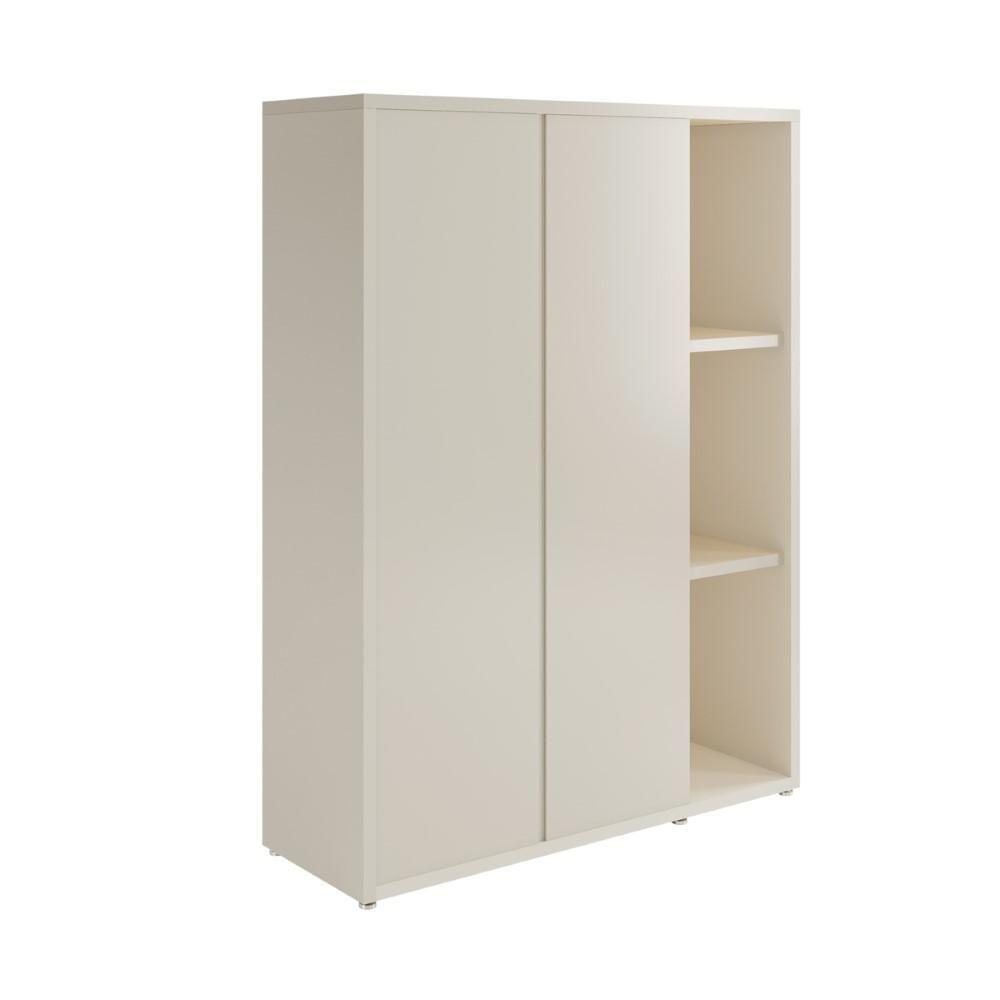 Estante Livreiro Alta Com 9 Prateleiras E 2 Portas Tundra - Off White E Cedro - 5