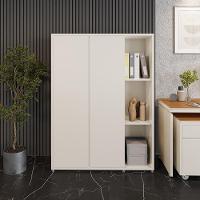 Estante Livreiro Alta Com 9 Prateleiras E 2 Portas Tundra - Off White E Cedro - 1