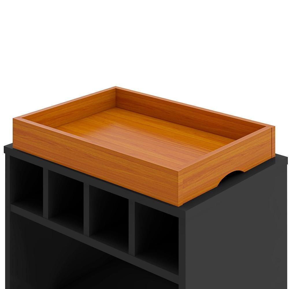 Adega Bar Retrô 4 Garrafas Com Bandeja E Prateleira Monaco - Preto E Cedro - 6