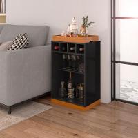 Adega Bar Retrô 4 Garrafas Com Bandeja E Prateleira Monaco - Preto E Cedro - 2