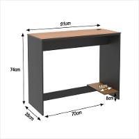 Mesa Para Escritório Com Passa Fios E Tampo Usinado Tech - Preto E Cedro - 5