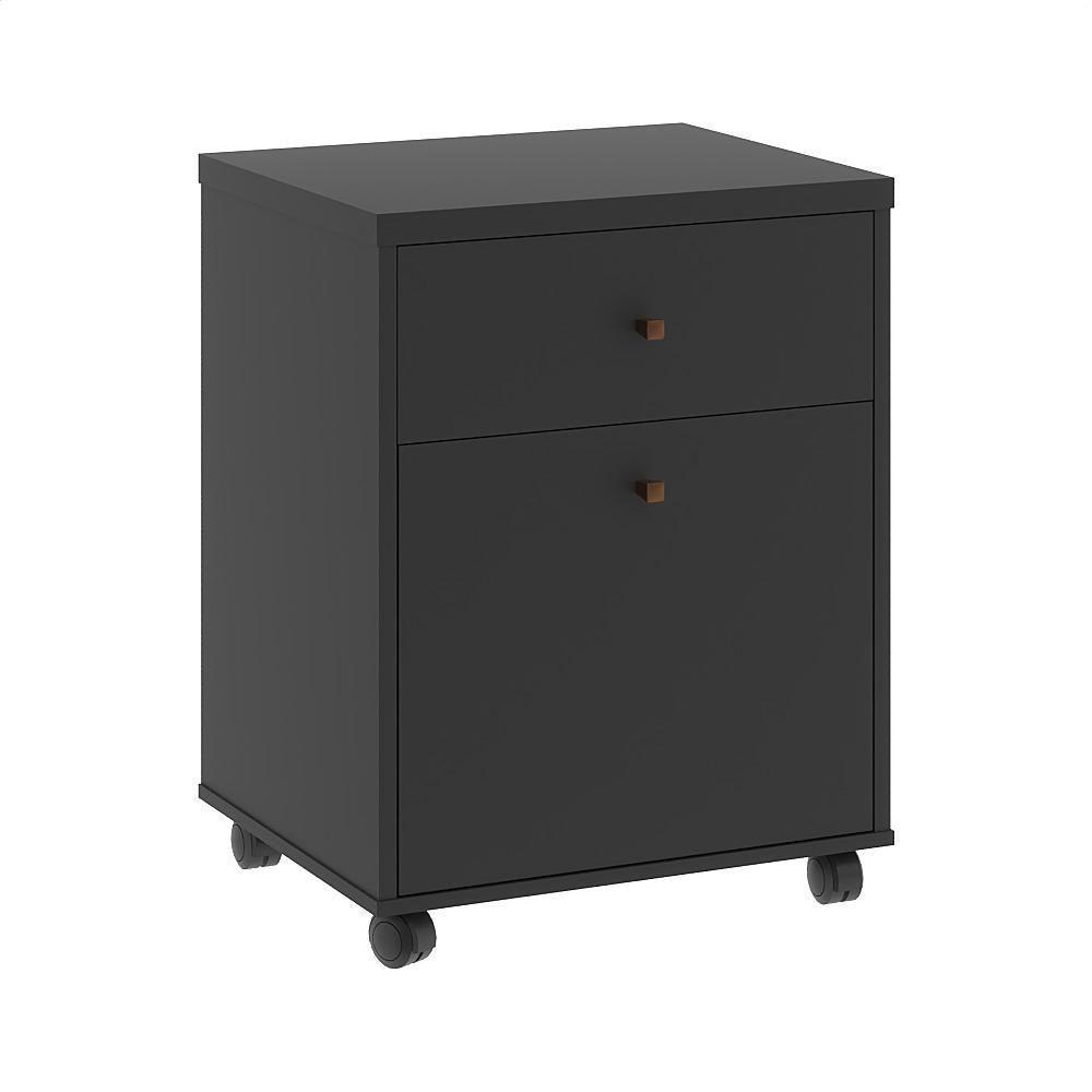 Gaveteiro Multiuso Com 2 Gavetas Para Escritório Verbena - Preto E Naturale - 5