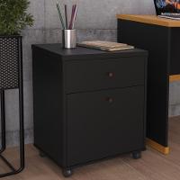 Gaveteiro Multiuso Com 2 Gavetas Para Escritório Verbena - Preto E Naturale - 1