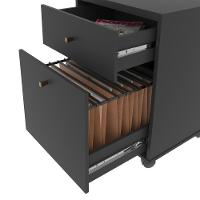 Gaveteiro Multiuso Com 2 Gavetas Para Escritório Verbena - Preto E Naturale