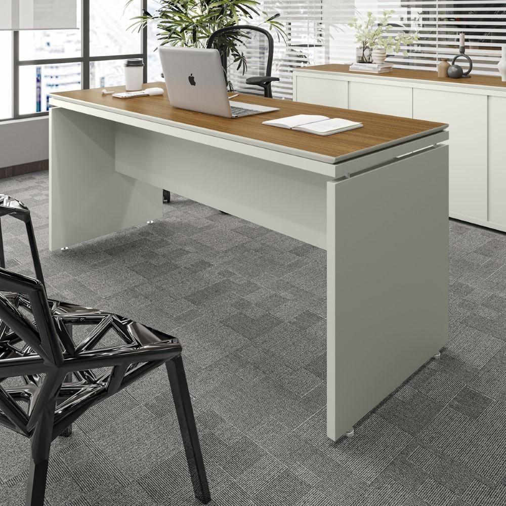 Mesa Para Escritório Com Tampo Duplo 25mm Tundra - Fendi E Freijó Fendi E Freijó - 1