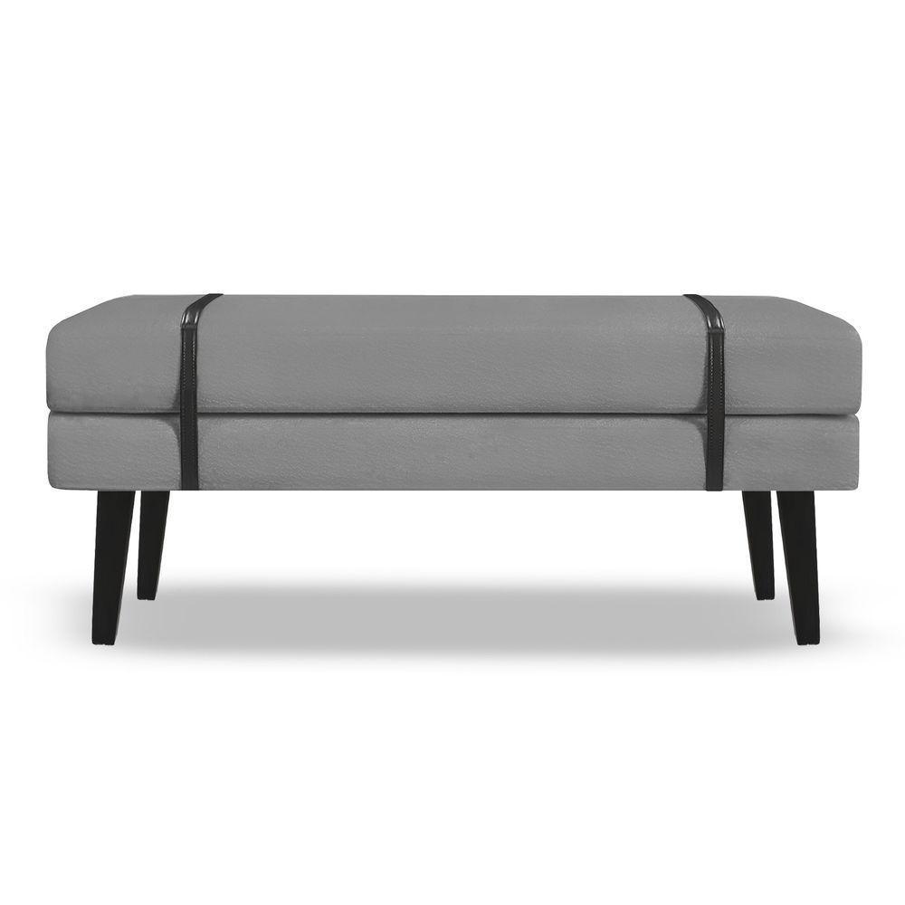Banco Estofado Viena 1,20m Linho Cinza - Inova Decorações - 2