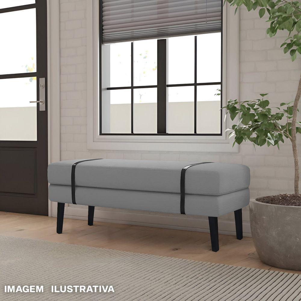 Banco Estofado Viena 1,20m Linho Cinza - Inova Decorações - 3