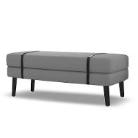Banco Estofado Viena 1,20m Linho Cinza - Inova Decorações - 1