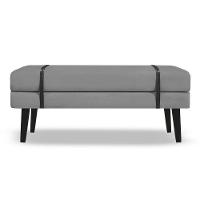 Banco Estofado Viena 1,20m Linho Cinza - Inova Decorações - 2